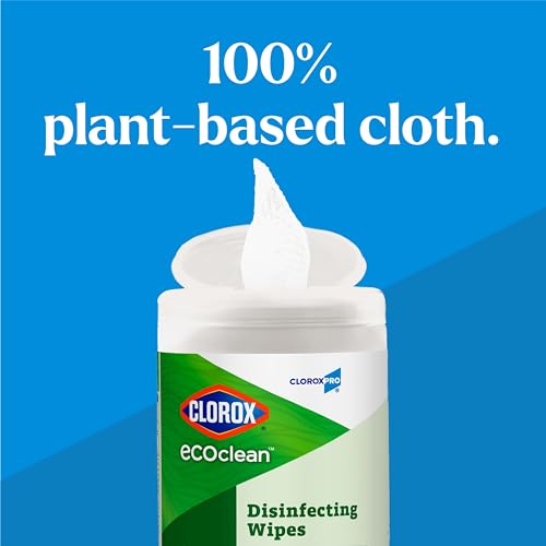 CloroxPro Clorox EcoClean Disinfecting Wipes, Multipurpose 100% Plant Based Cleaning Cloths, Antibacterial Disinfectant, Safe for Multi Surface Use, 75 Count