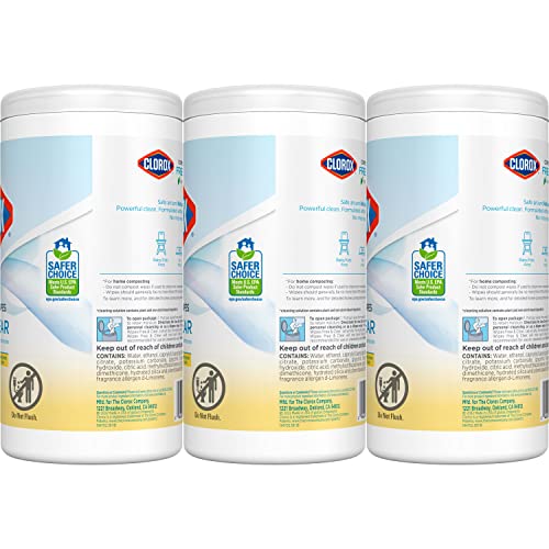 Clorox Free & Clear Compostable Cleaning Wipes, Light Lemon Scent, 75 Count, Pack of 3 (Pack May Vary)