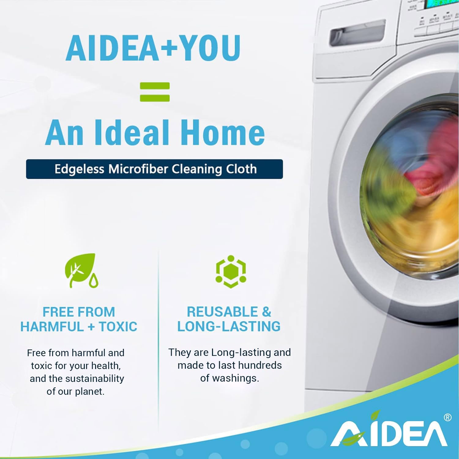 AIDEA Microfiber Cleaning Cloths-100PK, Soft Absorbent Rags for Cleaning, Lint-Free Towels Cleaning, Kitchen Towels, Microfiber Dusting Cloth for Home, Car, Window, Cleaning Supplies-12in.x12in.