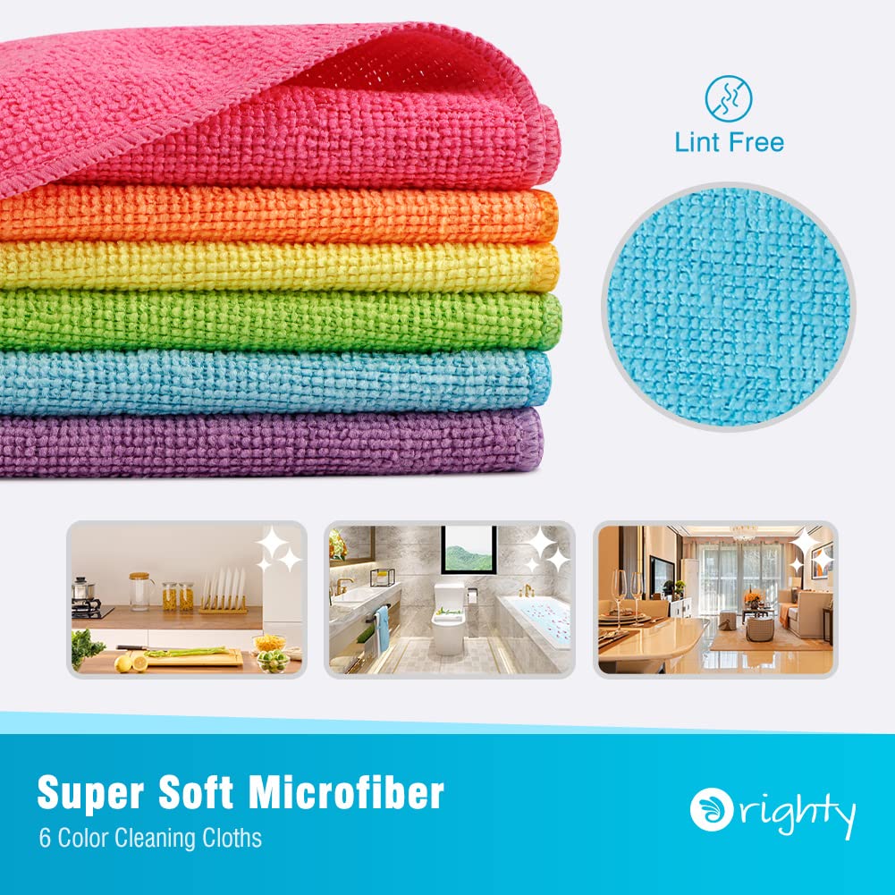 Orighty Cleaning Cloths Pack of 12, Highly Absorbent Microfiber Cleaning Supplies, Lint Free Cloths for Multiple-use, Powerful Dust Removal Cleaning Rags for House, Kitchen, Car Care(12x12 inch)