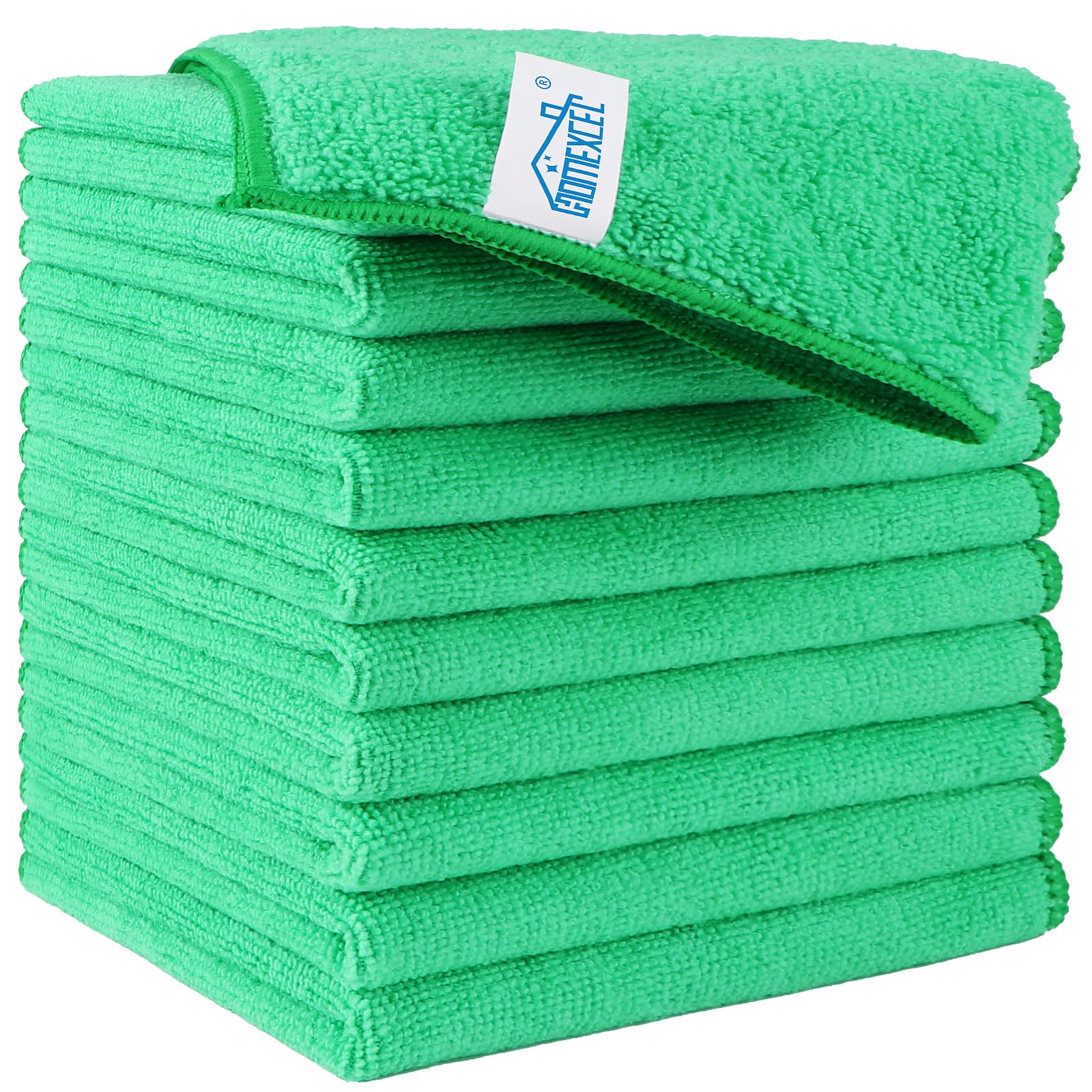 HOMEXCEL Microfiber Cleaning Cloth,12 Pack Cleaning Rag,Cleaning Towels with 4 Color Assorted,11.5"X11.5"(Green/Blue/Yellow/Pink)