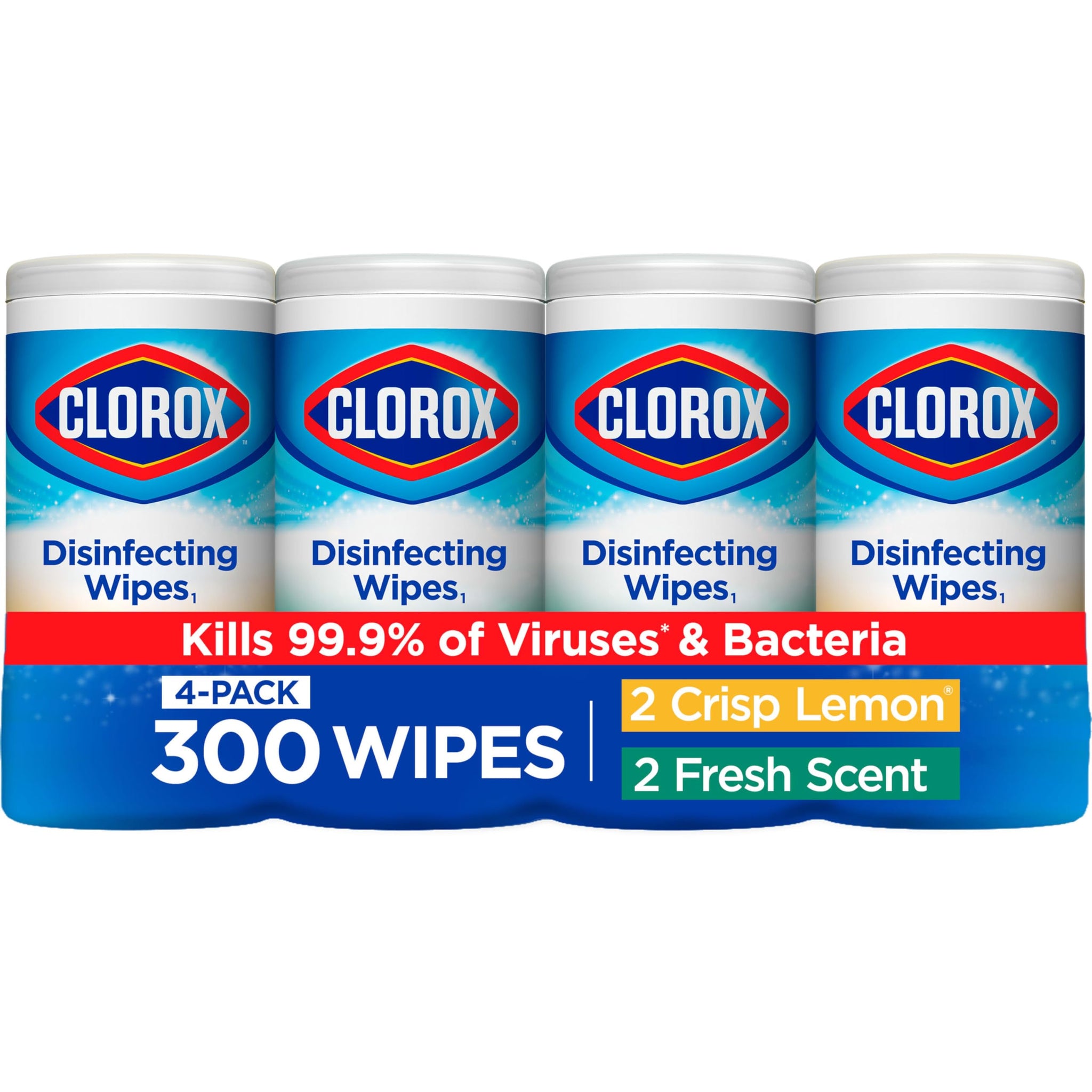 Clorox Disinfecting Wipes Value Pack, Bleach Free Cleaning Wipes, 75 Count Each, Pack of 4